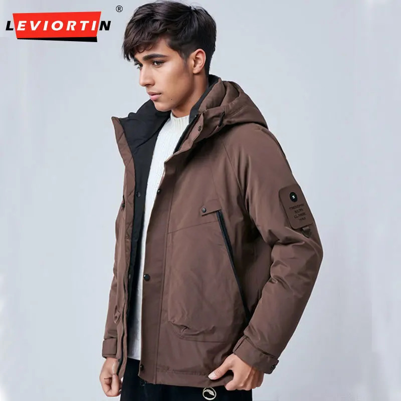 Fall Winter Men Cargo Duck Down Jacket Outdoor Functional Windproof Cold Resistant Hooded Man Worewear Thicken Warm Coat 241018