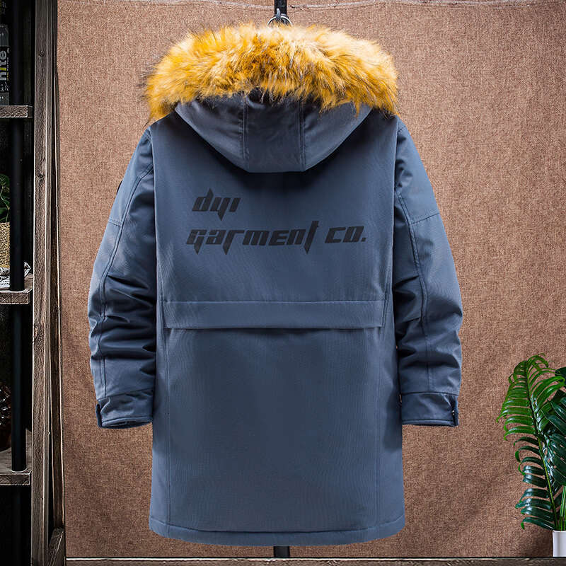 Thicken Male Keep Warm Men Windproof Hooded Multi-Pocket Coat Fur Collar White Duck Down Winter Fashion Jacket Parkas