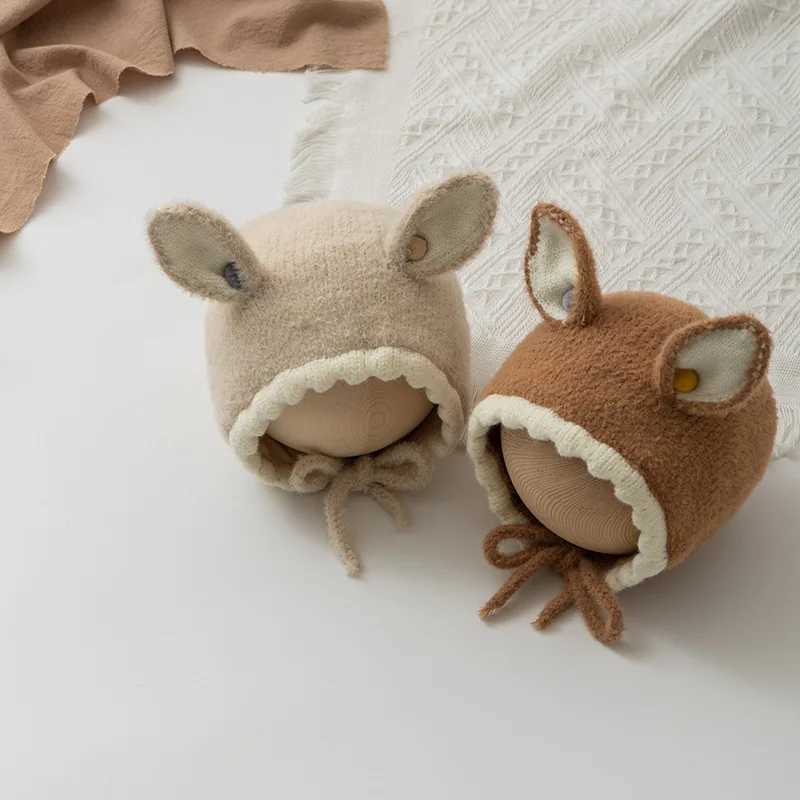 Baby Knit Hat Autumn Winter Warm Ear Protection Cap for Infant Beanies Cute Solid Color Rabbit Ears Toddler Earmuffs Cap LX241018