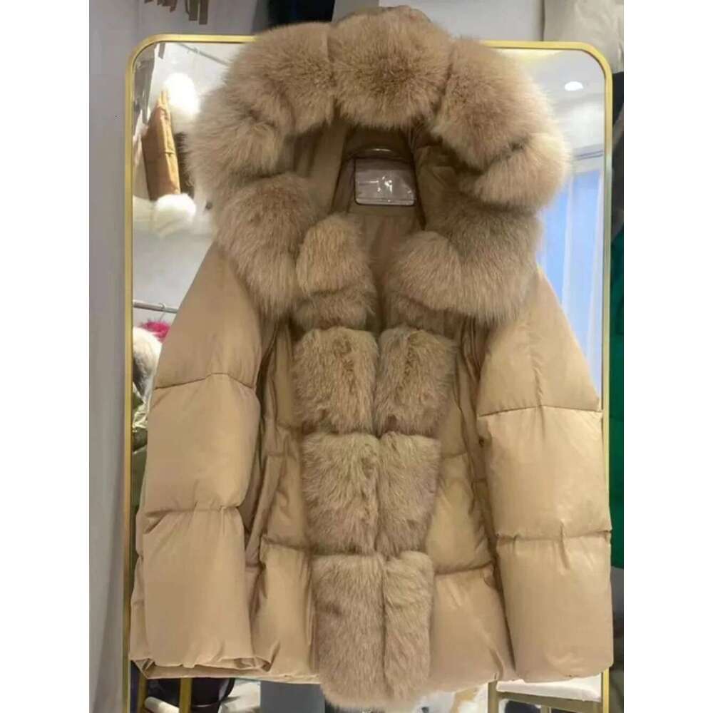 2024 New Winter Real Coat White Duck Down Jacket Women Oversize Fox Collar Big Fur Thick Warm Outerwear