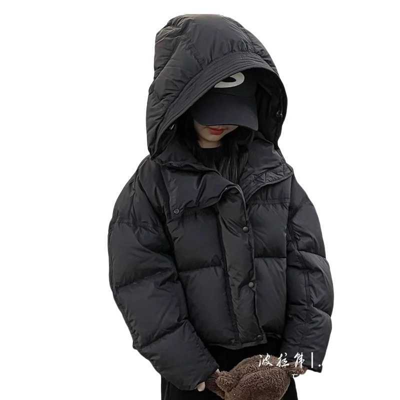 Girls outerwear jacket windproof jacket black winter autumn warm cotton Christmas gift childrens clothing M241018