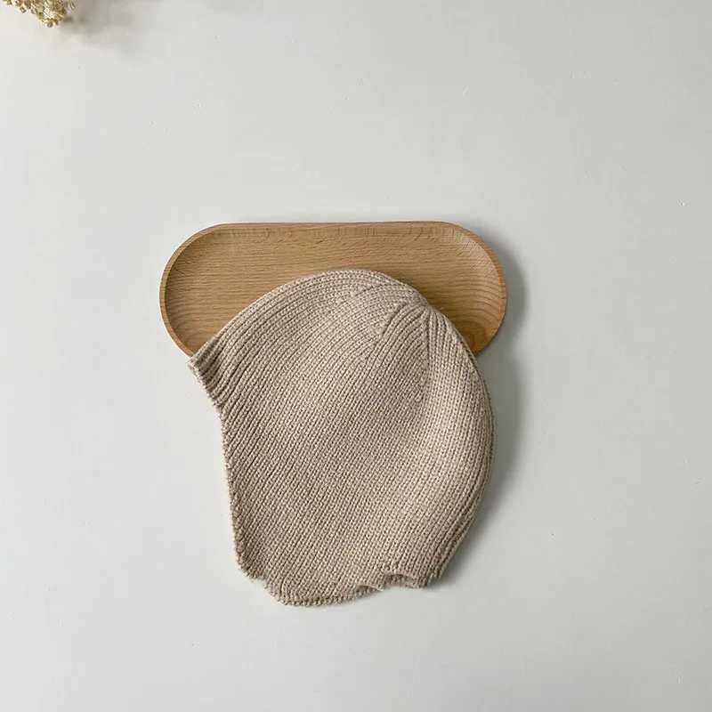 Korea Solid Color Baby Beanies Soft Baby Bonnet Cap Kids Knitted Hats Autumn Winter Baby Hat New Born Photography Props LX241018