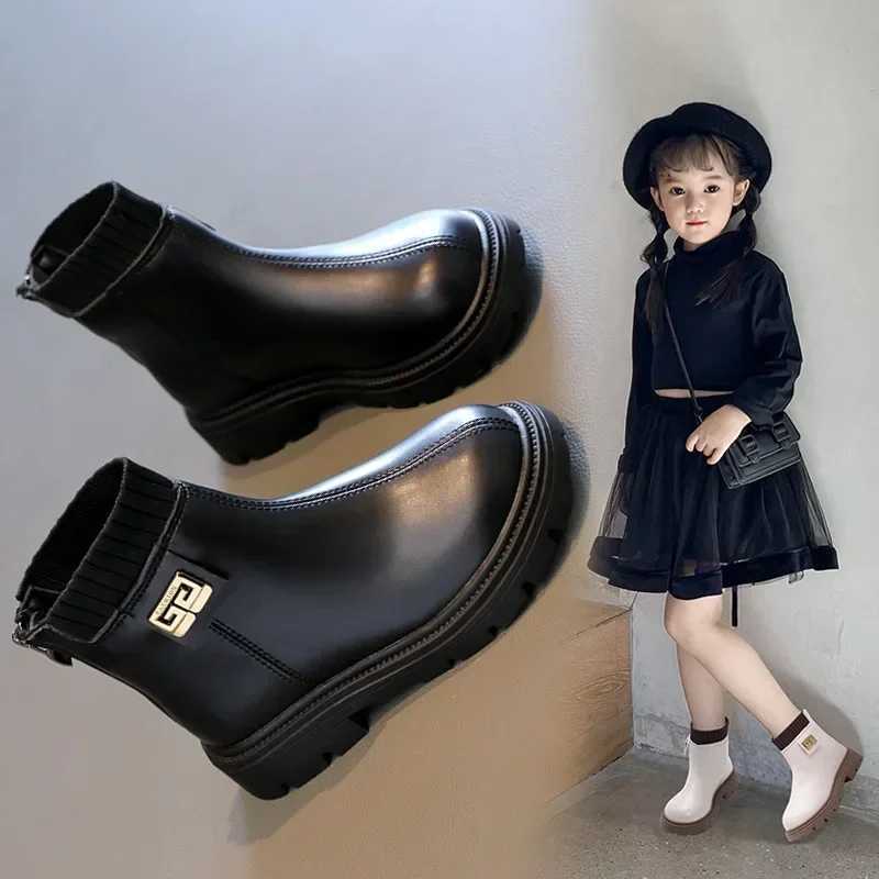 Boots Girls Boots Childrens Shoes 2024 Autumn Winter New Girls Short Boots Velvet Warm Medium Long Boots Girls Boots Botas Ni a H241018