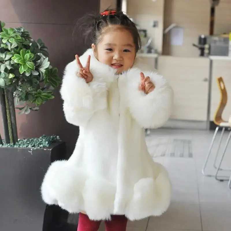 New Childrens Artificial Fur Coat for Autumn and Winter Girls Korean Imitation Mink Fox Fur Thick Warm Coat M241018