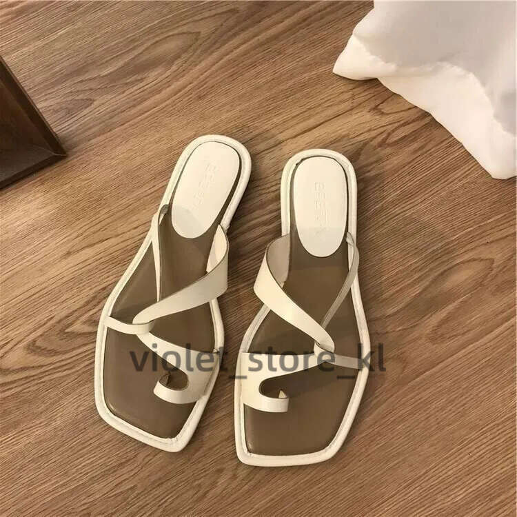 Roman Style Toe Flip Flops For Women's Outerwear 2024 Summer New One Foot Casual Beach Vacation Sandals Bf7