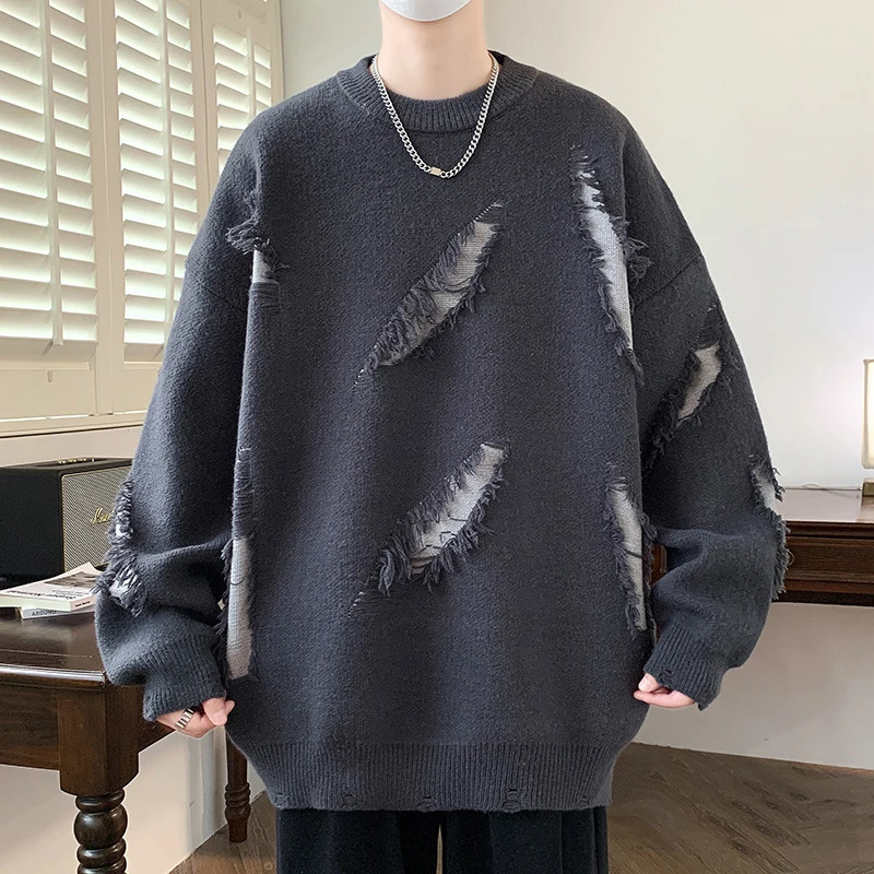 Autumn Fall Winter Fashion Round Neck LongSleeved Knitted Pullover Mens Sweaters Casual Versatile Loose Men Sweater 241018