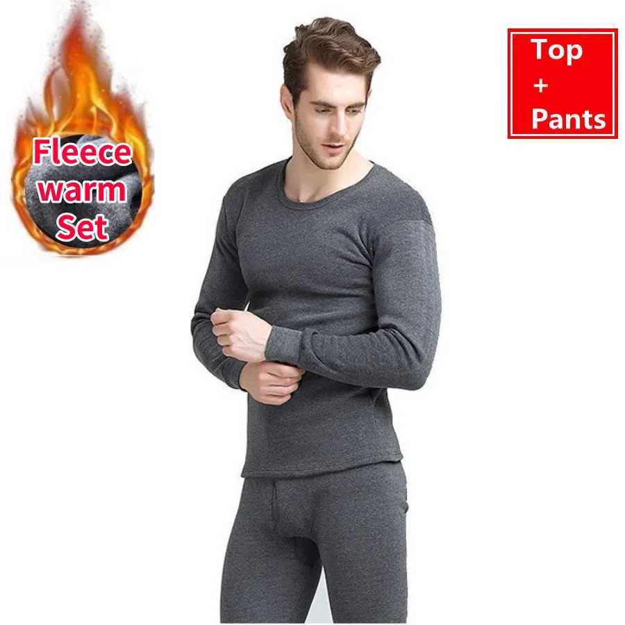 Men's Thermal Underwear Winter long Johns mens hot underwear set mens thick hot underwear Kp warm Flce thick clothes solid color 4XL Y241018S941