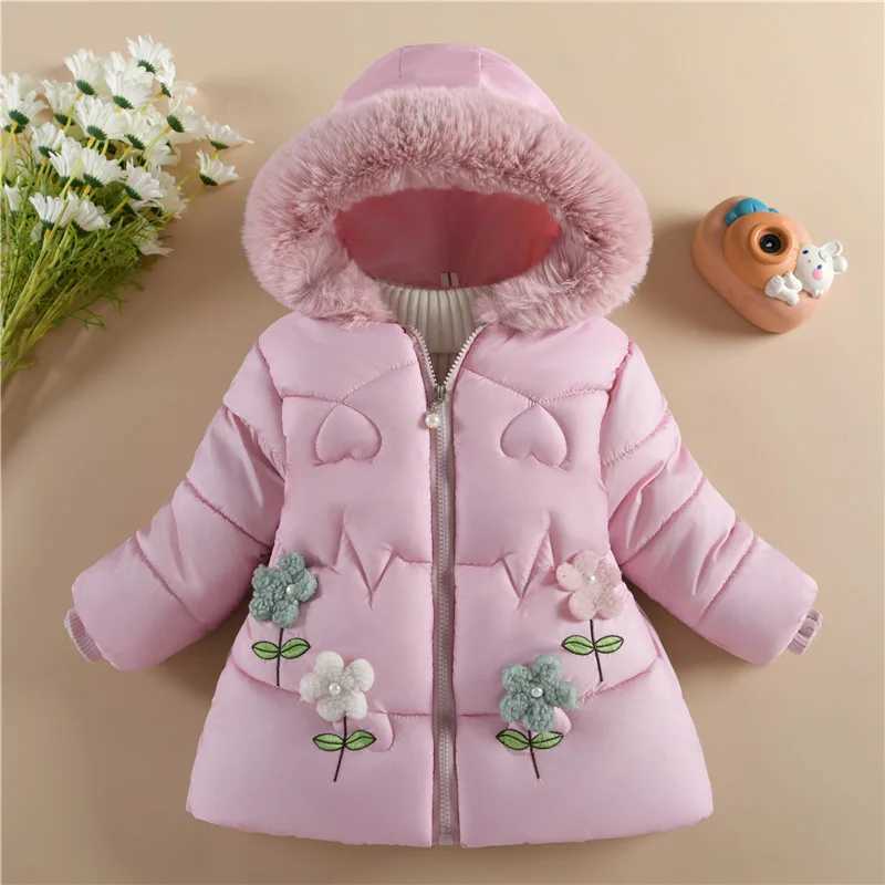 Childrens winter clothing for girls thick cotton jacket cute little girl foreign style wearing cotton padded jacket M241018