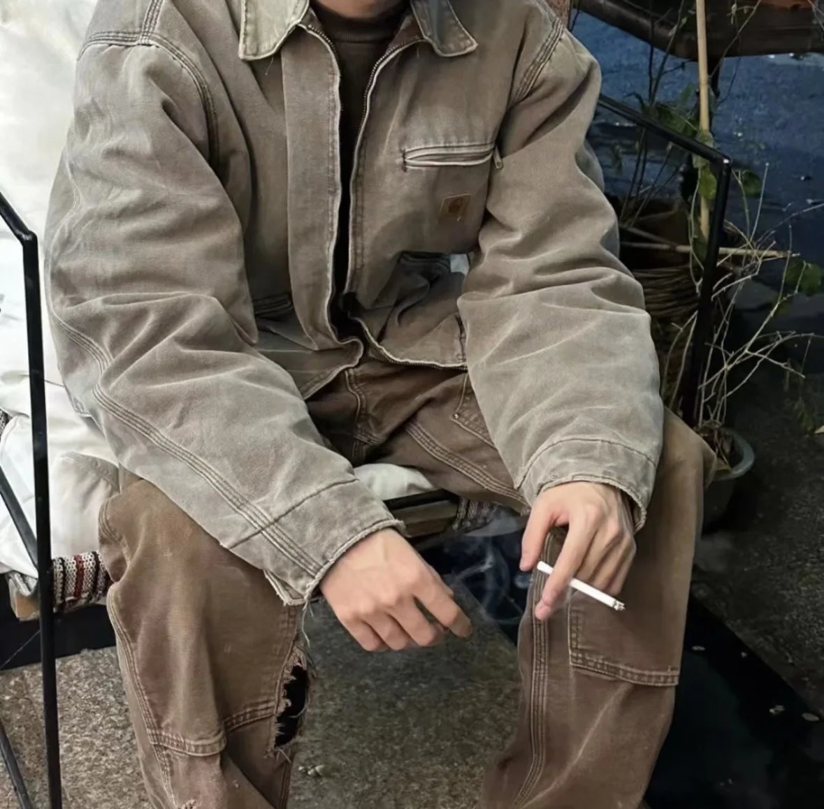 High quality vintage J97 canvas ready to wear mens washed jacket with loose collar and casual zipper coat 241018