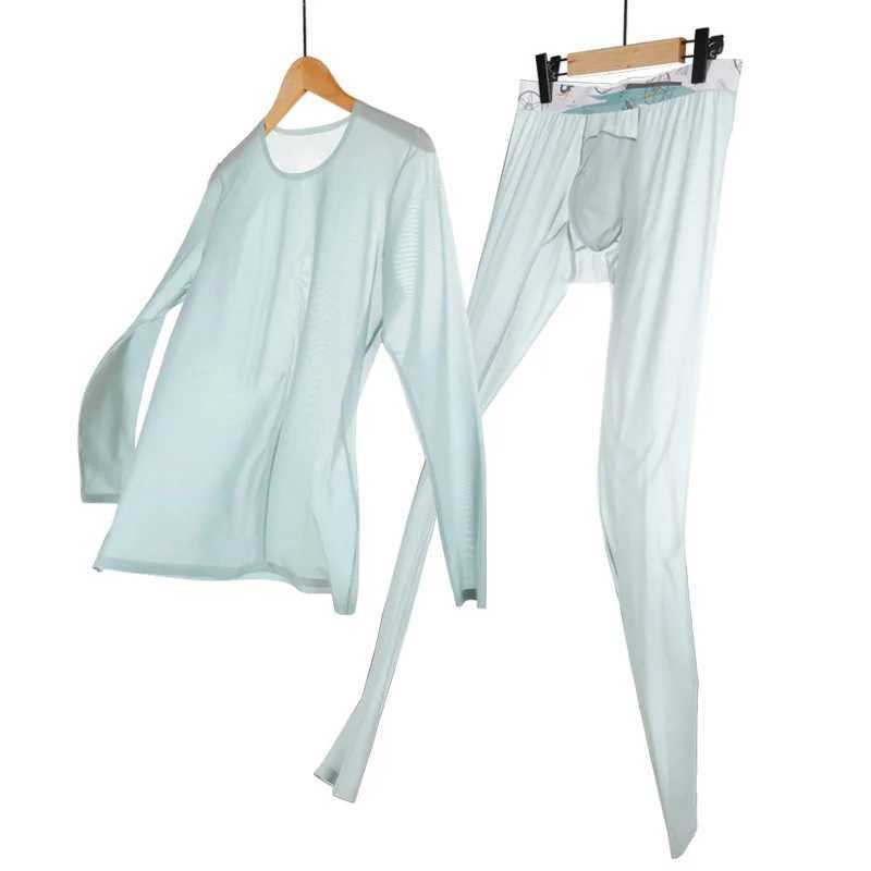 Mens Thermal Underwear 52025 Men Underwear Ultralight Ultrathin Underwear Seamless Elastic SemiTransparent Comfortable Clothes Sexy Long Johns Me Y241