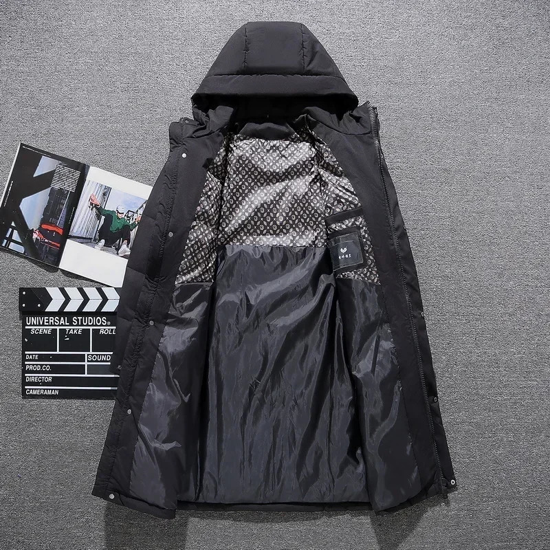 Winter Mens Down Jacket Thick Thermal Waterproof Coat Highquality Long 80% White Duck Hooded Male Parka 5XL 241018