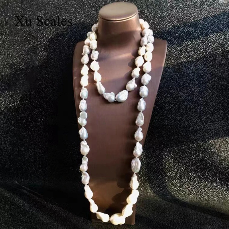 100% natural freshwater super shaped Baroque long necklace sweater chain pattern dinner jewelry 241017
