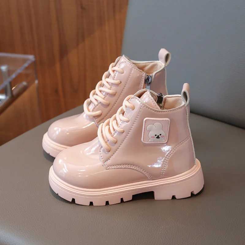 Boots Girls ankle boots new cute rabbit childrens leather boots spring and autumn fashionable childrens leather boots princess thick robot short boots