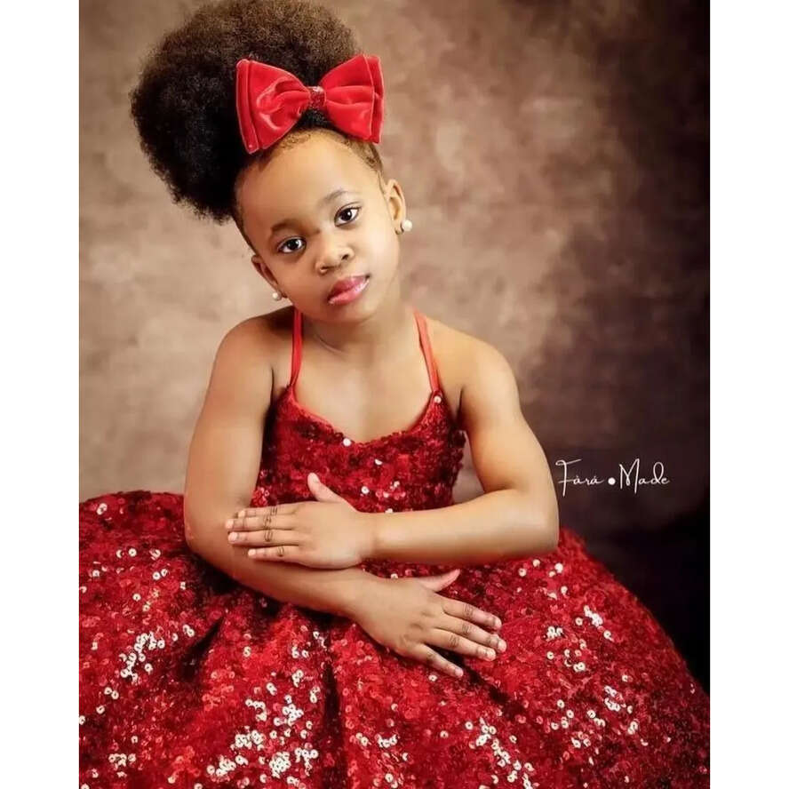 Sexy Lovely Christmas 2022 Red Sequins Wer Girls Dresses Halter Sequined Lace Or Length Kids Birthday Girl Pageant Gowns Criss Cross Back Cg001