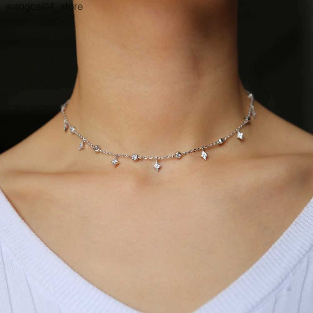 Chokers 2024 design 925 sterling silver crystal gold rose gold silver pendant star Cz pendant necklace womens jewelry L240910