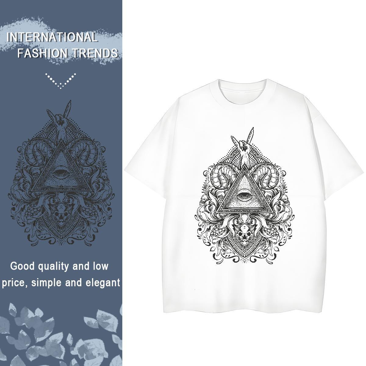 Brand T-Shirts for Women 230g Cotton Breathable Crew Neck Street Wear eye of the devil Woman Tshirt 5A Cartoon Floral Printing Tops