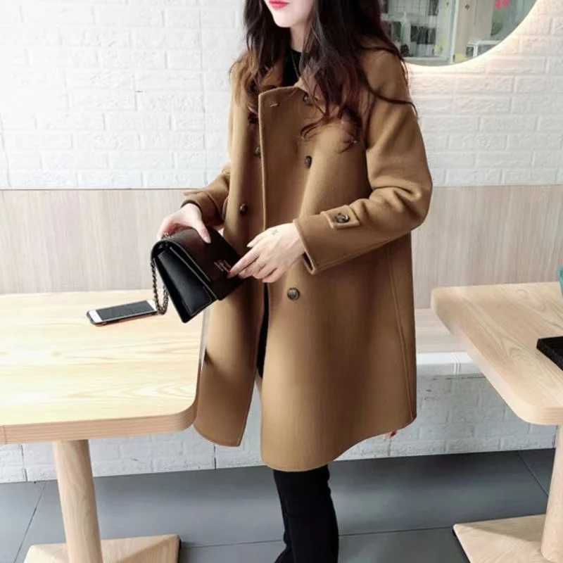 Fashion Casual Woolen Windbreaker Women Overcoat Winter 2023 New Korean Loose Long Thick Woolen Coat Female Outwear Autumn CoatX241009