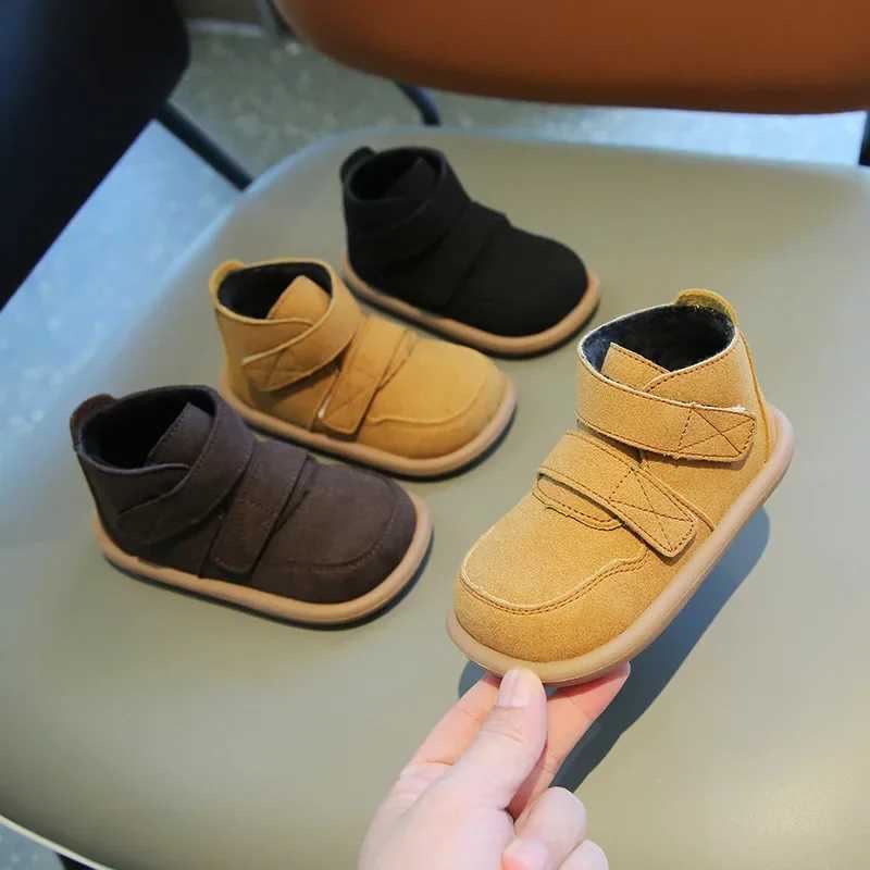 Boots Autumn and winter boys and girls boots outdoor plush childrens casual shoes baby shoes Oxford suede anti slip soft soled childrens ankle boots H