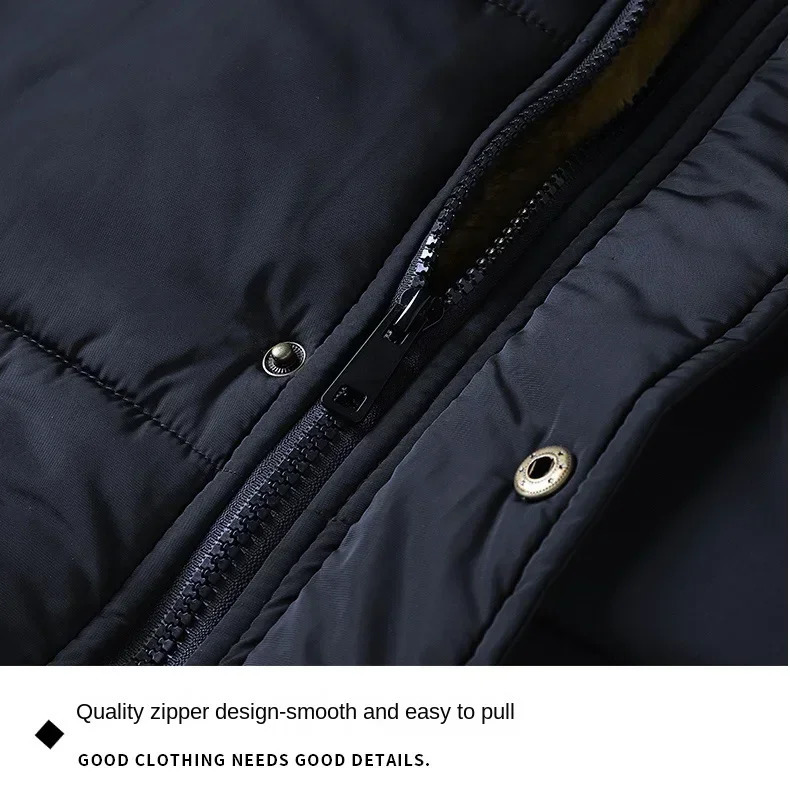 Men Winter Autumn Work Outwearing Parka Black Fleece Lined Thick Warm Hooded Fur Collar Coat Male Size 5XL Plush Jacket 241018
