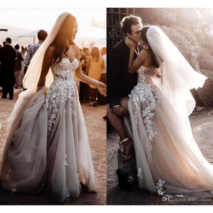 Design Boho New Country Dresses Plus Size D Ral Lace Sweetheart Appliques Tulle Bohemian Beach Wedding Dress Bride Gowns Custom ress