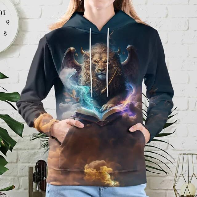 Hoodie for Mens Womens Lion Hoodies For Men 3D Print Design Leo Zodiac Pullover Sweatshirt Wildlife Adult Womans Animal Hoodie Graphic Hoodies Fashion