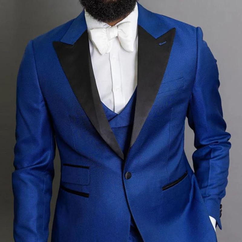 Terno Slim Fit Men Suits 2024 Custom Made Formal Groom Tuxedo for Wedding 3 Pieces Royal Blue Groomsmen Best Male Costume Jacket