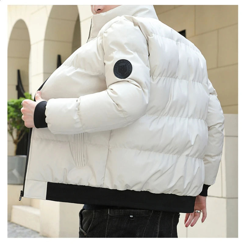 Winter Thick Jacket Mens Fashion Casual Short Coldproof Down Cotton Warm Coat Male Lightweight Snow Solid Color Parka 241010