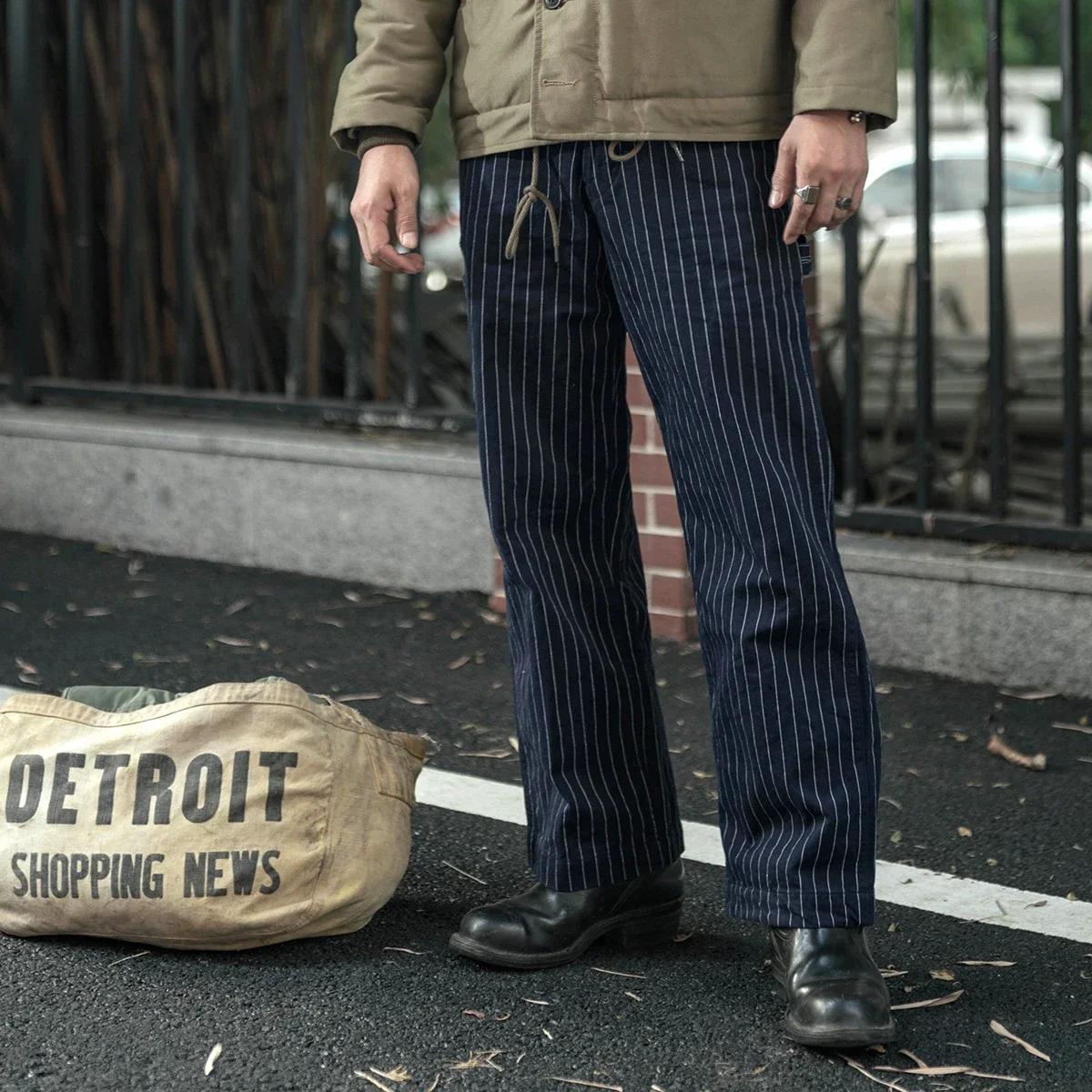 Bronson 50s Mechanic Work Pants Vintage Railroad Carpenter Stripe Trousers Workwear 241018