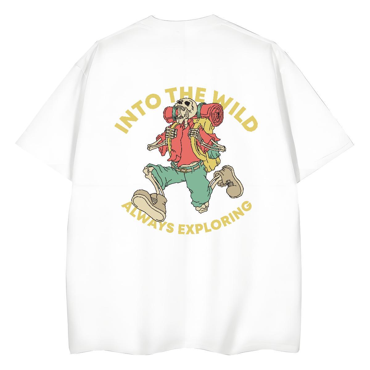 New T-Shirts 100% Cotton 230g Breathable Crew Neck Street Wear skull Unisex Tshirts High quality Oversized Top Tees