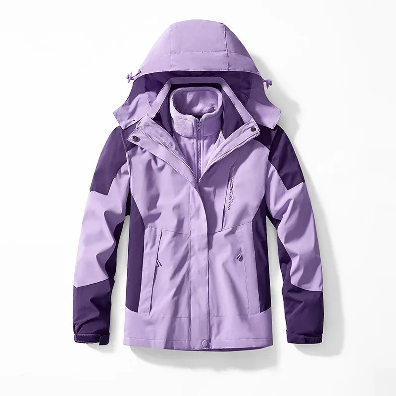 Outdoor Waterproof Suits Mens Womens Twopieces Sets 3 in 1 Thick Warm Coats Camping Windbreaker Winter Coat Hiking Windproof 241018