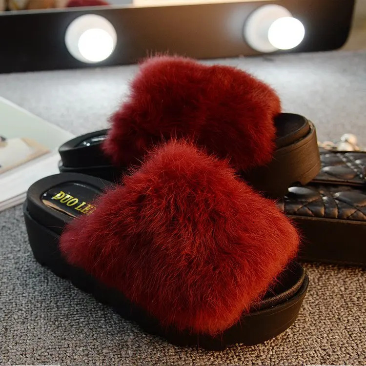High heels womens slider slider platform slider womens fur flip er plush fashion Sp241018
