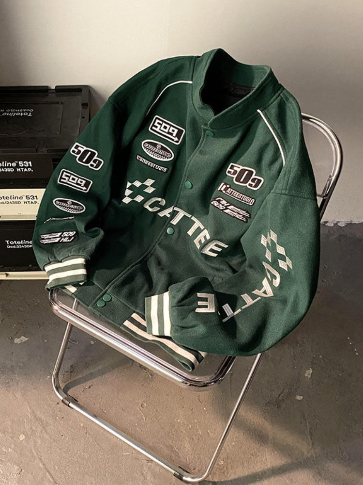 Gmiixder 2022 Hip-Hop Racing Spring Autumn Casual High Street Bomber Jacket Motorcycle Embroidered Baseball Uniform Coat