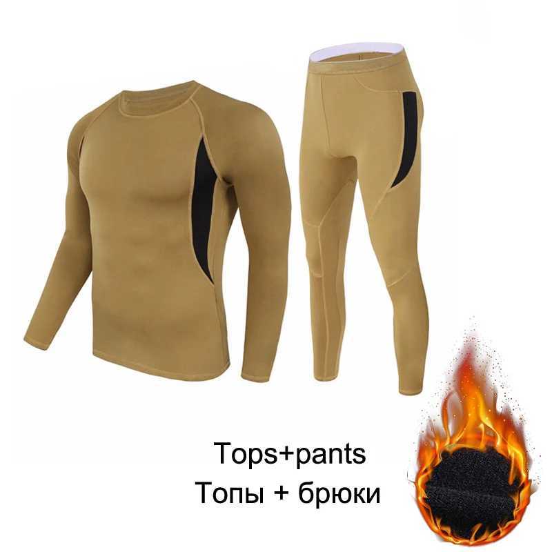 Men's Thermal Underwear High quality winter new hot underwear mens suit compression flce sweater quick drying hot underwear mens clothing Y241018