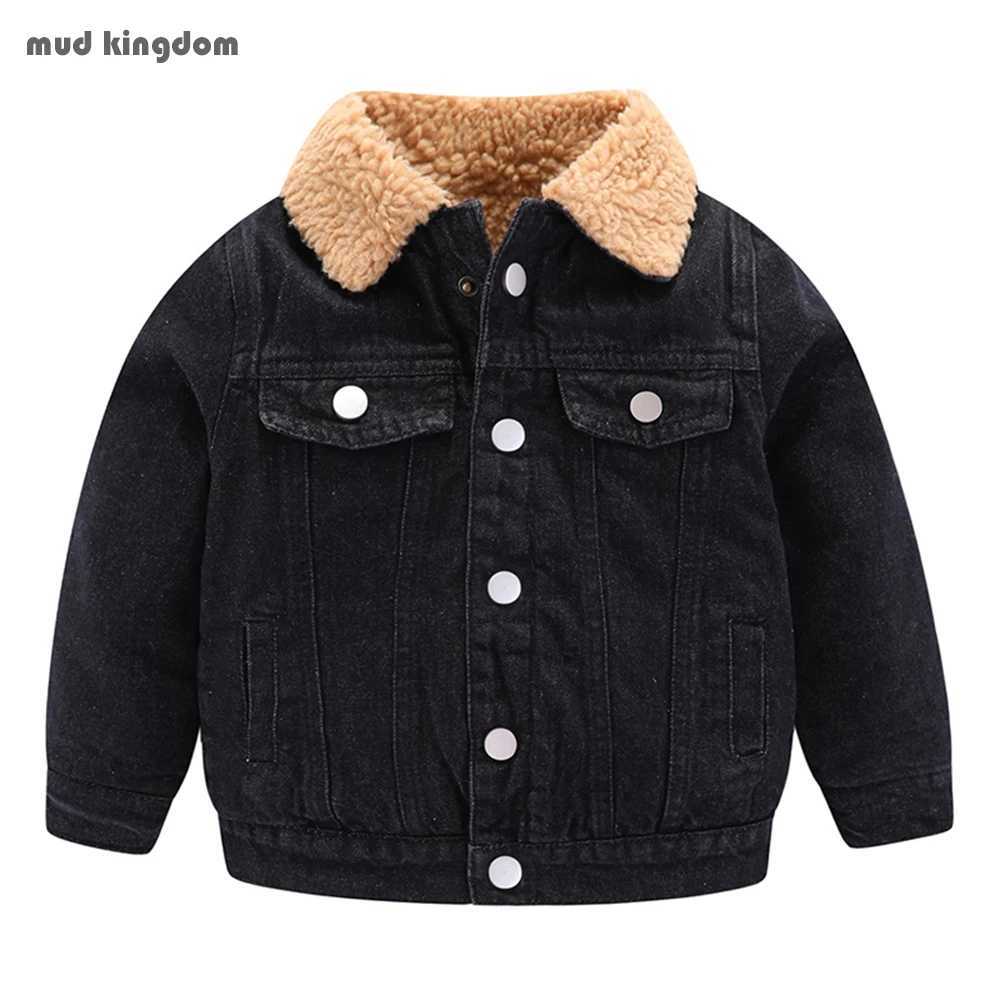 Mudkingdom heavyweight boys and girls denim jacket Sherpa lining boys winter jacket thick Chidren wool jacket girls clothing M241018