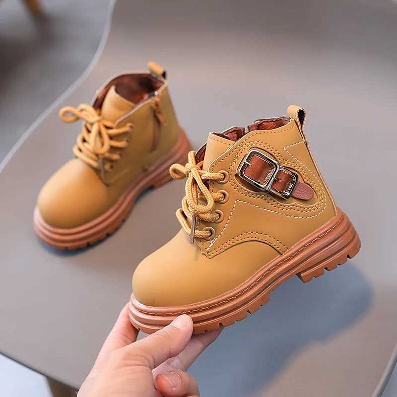 Boots Korean Style Childrens Boot Thick Soled Causal Girls Platform Ankle Boots Fashion Round-toe Kids School Boys Short Boots Zipper H241018