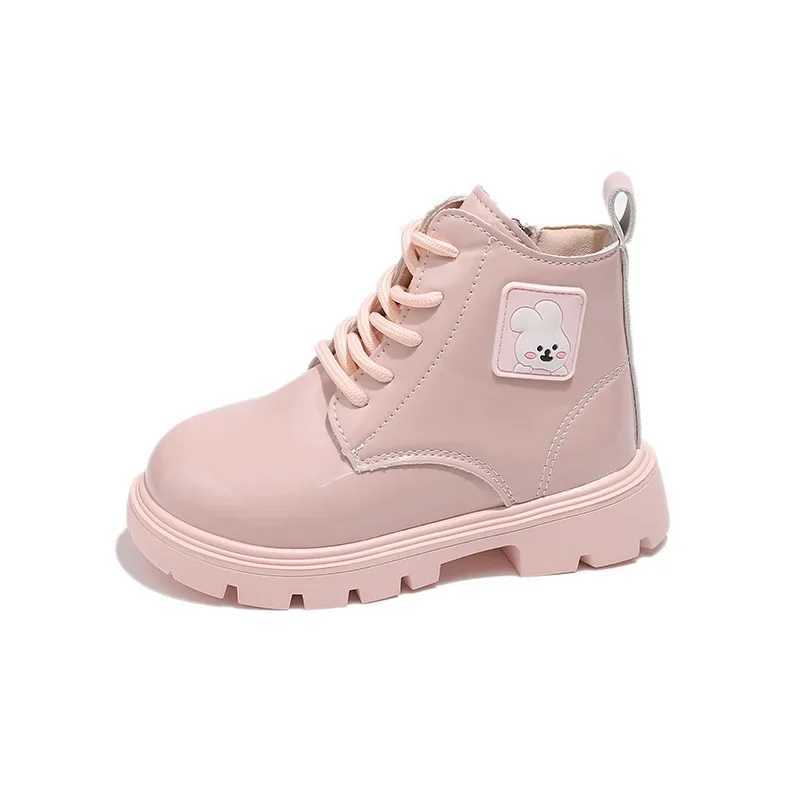 Boots Girls ankle boots new cute rabbit childrens leather boots spring and autumn fashionable childrens leather boots princess thick robot short boots