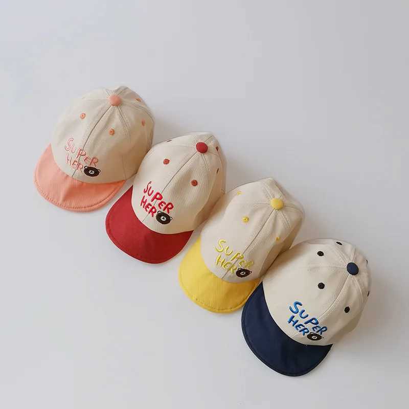 Cute Baby Summer Hat Letter Bear Embroidery Infant Boy Girl Baseball Cap Korean Casual Patchwork Toddler Peaked Caps LX241018