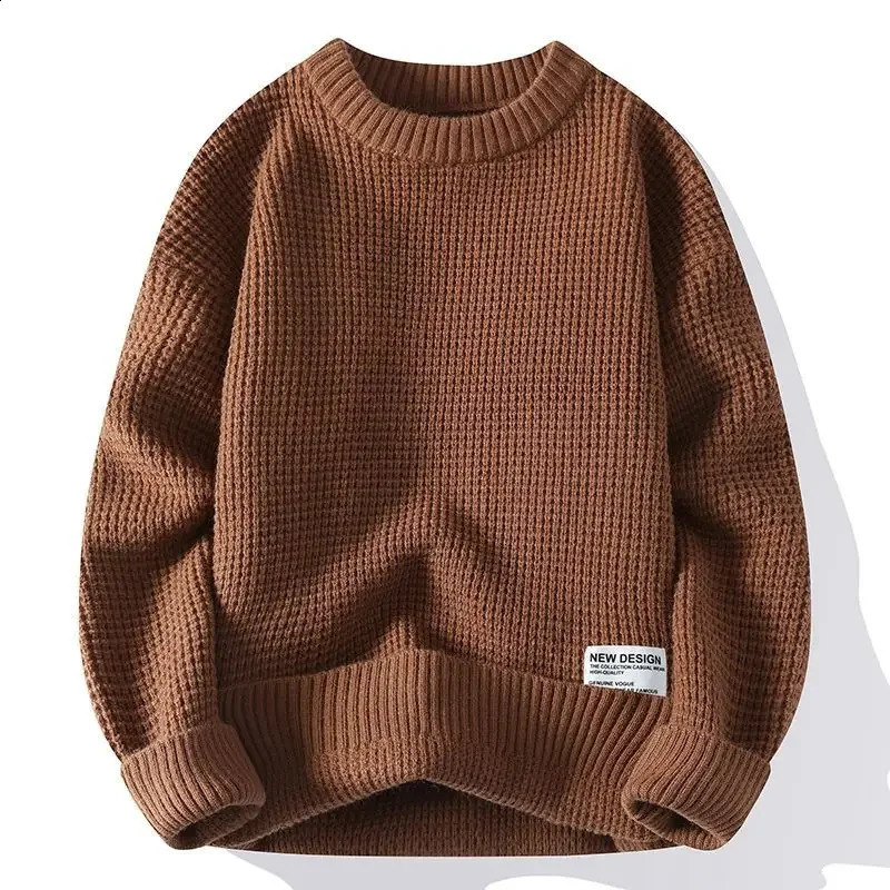 Knitwear loose fitting Korean clothing round neck pull-out mens Crewneck Y2k jumper streetwear mens knitted sweater 241018