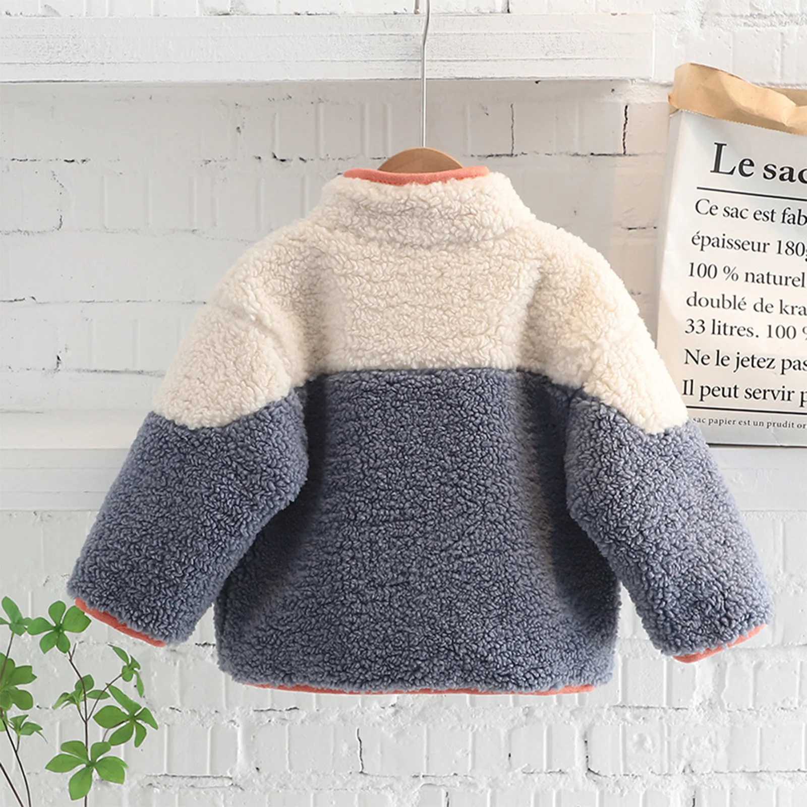 Childrens long sleeved polar wool jacket for boys and girls winter warm jacket sweater with zipper lightweight jacket spring and autumn casual clothin