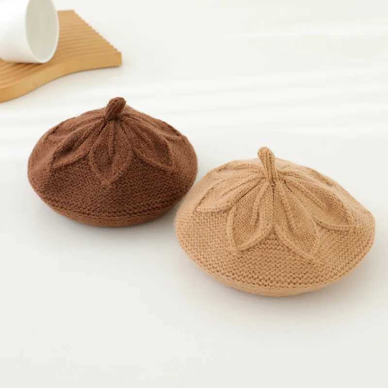 Knitted Beret Hat for Baby Hair Accessories Solid Candy Color Painter Cap for Girl Kids Bonnet Children Warm Hats 1-6M LX241018