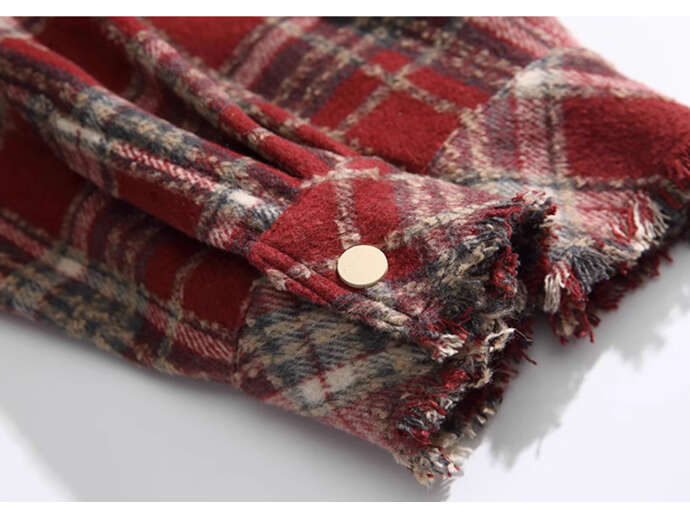 shanshi Men's shirts American plaid brushed long sleeved shirt men high street fashion brand spring and autumn niche high-end personalized jacket