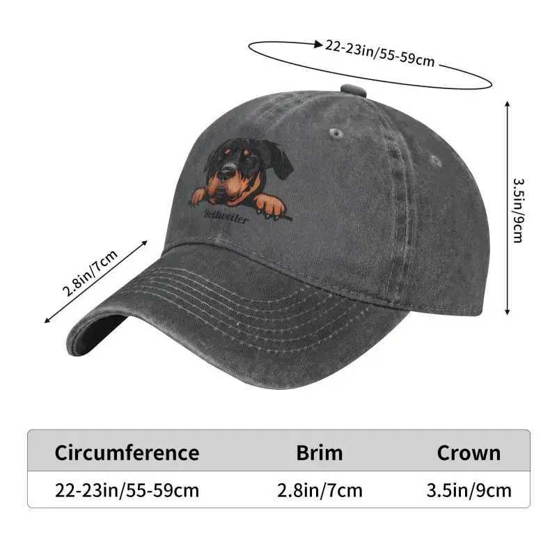 Punk Unisex Cotton Peeking Dog Rottweiler Baseball Cap Adult Adjustable Dad Hat Men Women OutdoorX241018