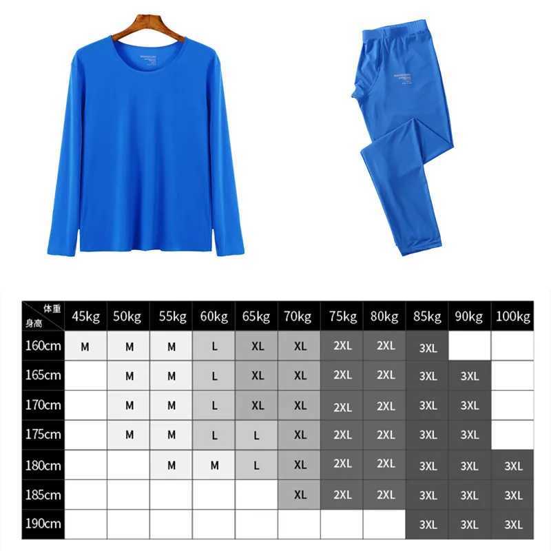 Men's Thermal Underwear Mens long Johns suit thin round neck silk breathable ultra-thin thermal underwear Leggins pajamas sexy Slpwear warm pants