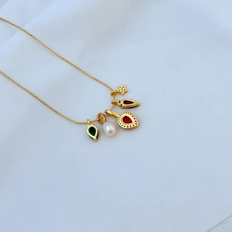 Pearl Star Peach Heart Square Pendant Harajuku Korean Fashion Trend Elegant Minimalist Peoples Necklace Hippop 241018