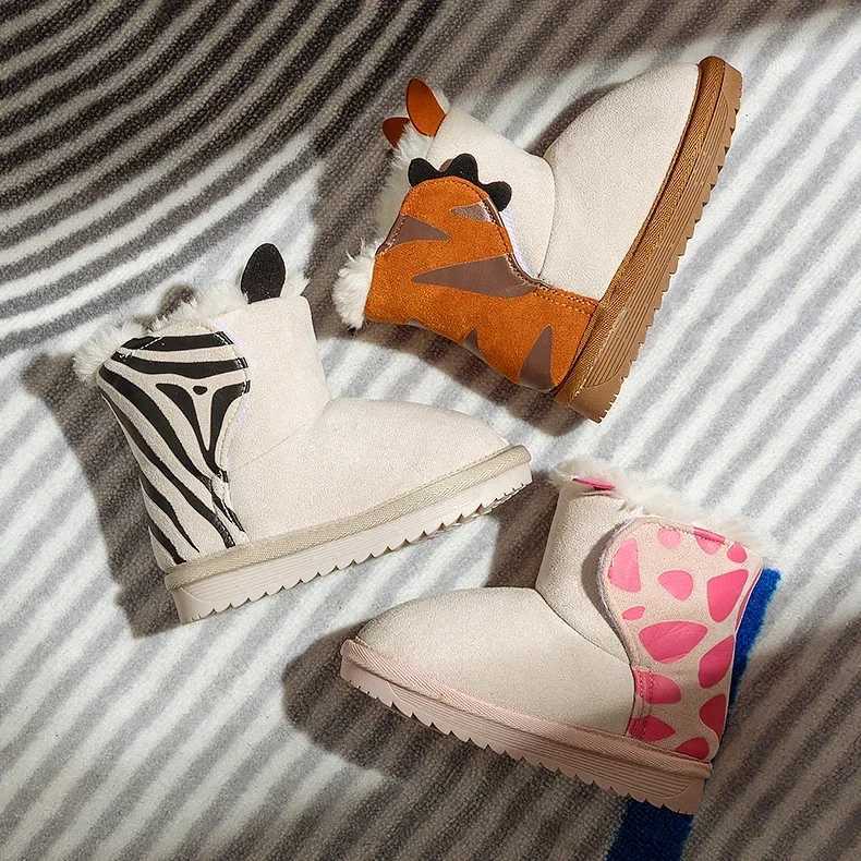 Boots Childrens winter warm boots casual shoes for girls cute animal cotton snow boots fashionable boys winter cotton shoes sports shoes H241018