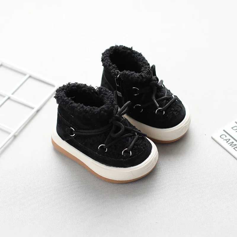 Boots Baby girl boy snow boots 2023 autumn winter childrens casual shoes warm plush anti slip childrens high heels H241018