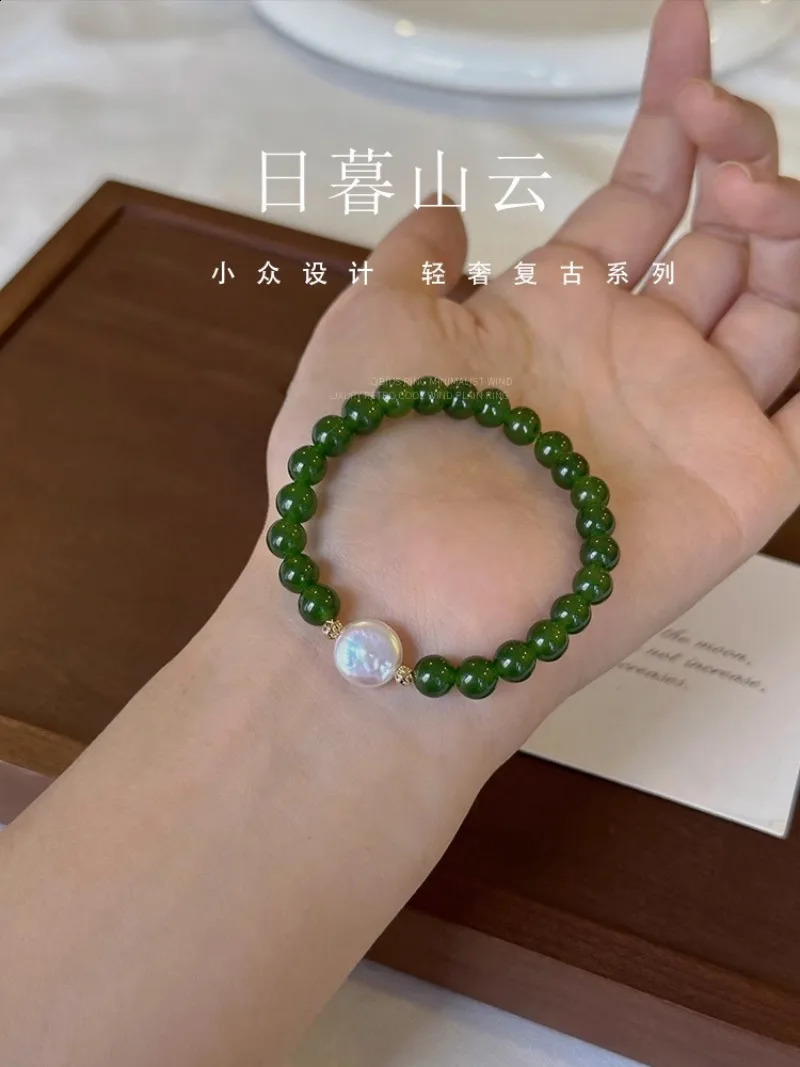 Minar handmade 14K real gold copper 6 8mm green agate natural stone irregular freshwater pearl bead necklace 241018