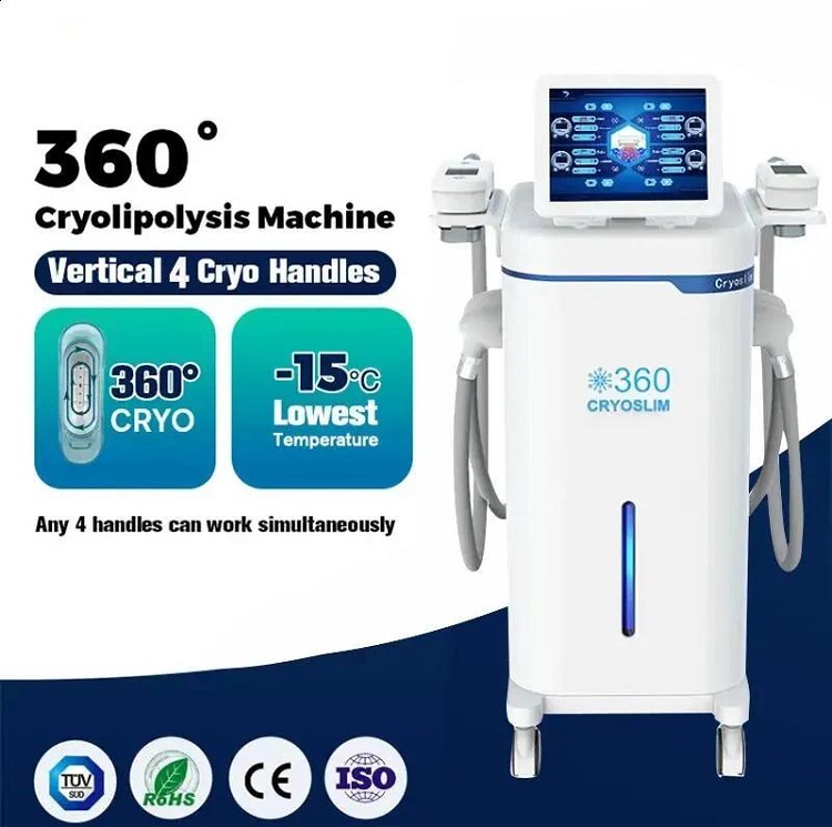 Latest Cryoskin Machine Fat Freezing Weight Loss Anti Cellulite Cryotherapy 4 Cryo Handles Vacuum Device Home Salon Use Equipment