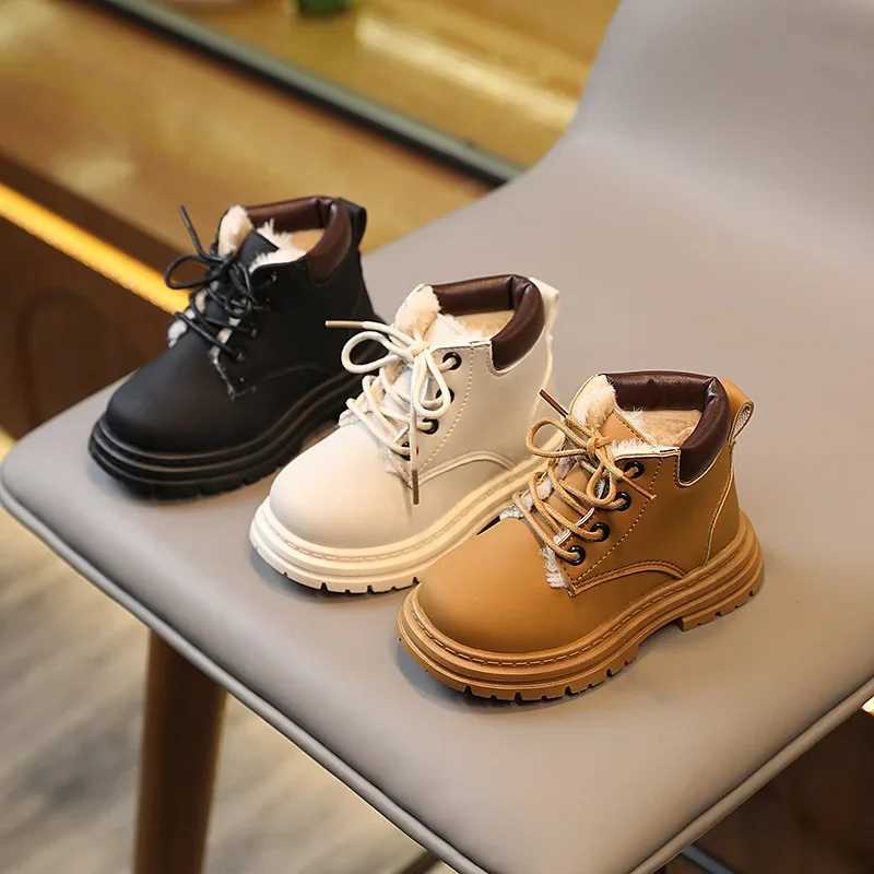 Boots 2024 Childrens Casual Shoes Winter Plush Boots Mens Shoes Fashion PU Leather Soft Anti slip Womens Shoes Baby Sports Shoes H02241 H241018