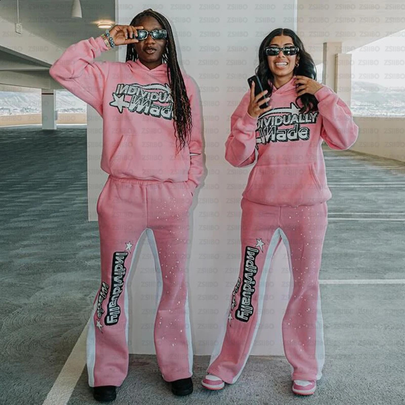 Y2K Hoodie Men Women Hooded Long Sleeved Jacket Top Street Fashion Pullover Sweatshirt Kpop Goth Vintage Clothes Pant 90s 241017